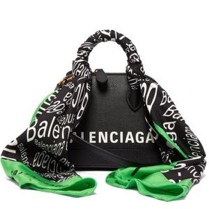 Balenciaga Ville Xxs Scarf-trimmed Leather Satchel